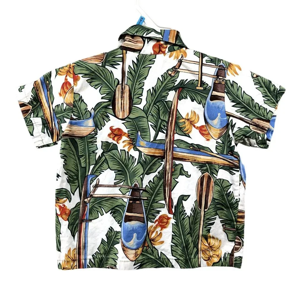 Vintage Nui Nalu Boys 3T Hawaiian Shirt Palm Print Short‎ Sleeve Cotton Vacation